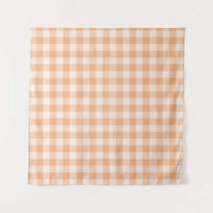 Peach White Chequered Gingham Pattern Tapestry