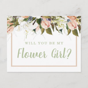 Peach & White Country Flower Girl Proposal Postcard