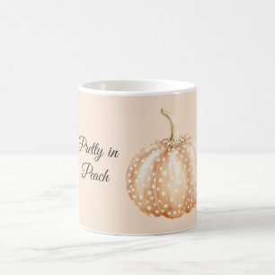 Peach White Dots Pumpkin Coffee Mug