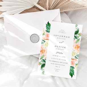 Peach & White Floral Wedding V3 Invitation