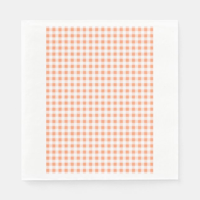Peach White Gingham Pattern Napkin (Front)