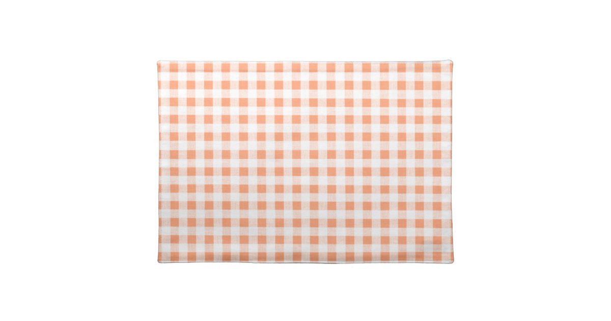 Peach White Gingham Pattern Placemat Zazzle