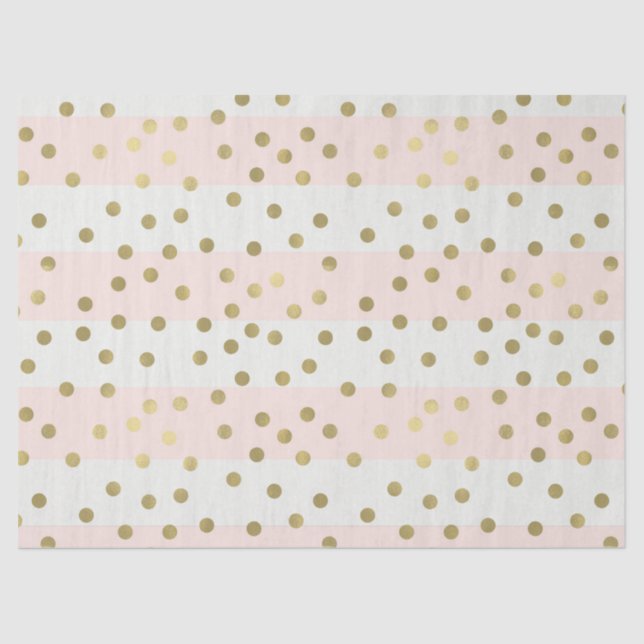 Peach White Gold Stripes Confetti Tissue Paper (Front)