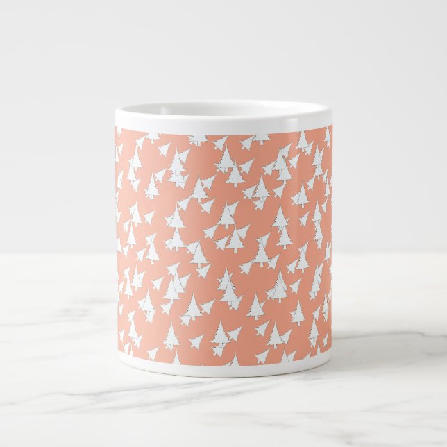 Peach White Trees  Large Coffee Mug (Front)