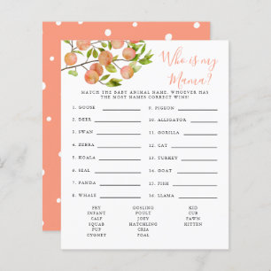 Peach Who Is My Mama Baby Shower Game
