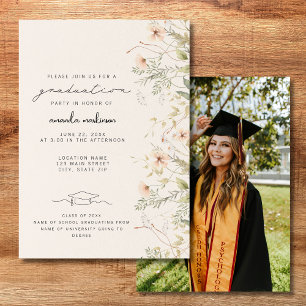 Peach Wildflower Graduation Announcement