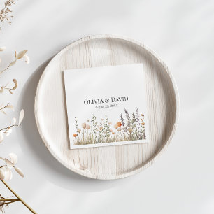Peach Wildflower Meadow Wedding Napkins