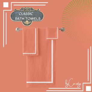 Peach with White Border Bath Towel Set