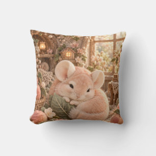 Peach Wool Chinchilla Cosy Floral Cottage Cushion