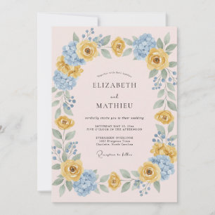 Peach Yellow Blossom Wedding Invitation