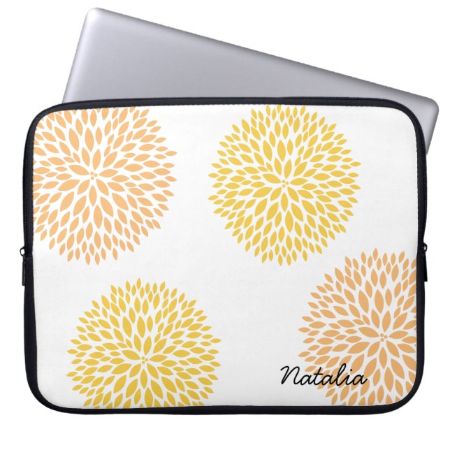 Peach Yellow Flowers Laptop Sleeve (Front)