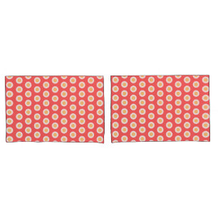 Peach Yellow Geometric White Polka Dots  Pillowcase