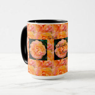 Peach Yellow Pink Blend Rose Flower Photo Mug