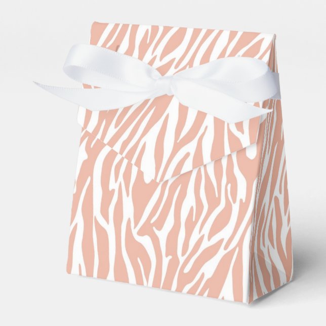 Peach Zebra Print Favour Box (Front Side)