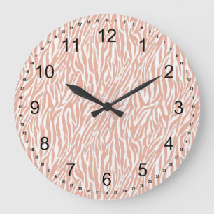 Peach Zebra Print Large Clock