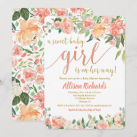 Peaches and cream baby shower invitation girl