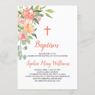 Peaches and Cream Baptism Girl Invitation