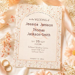 Peaches and Cream Boho Romantic Wedding Invitation