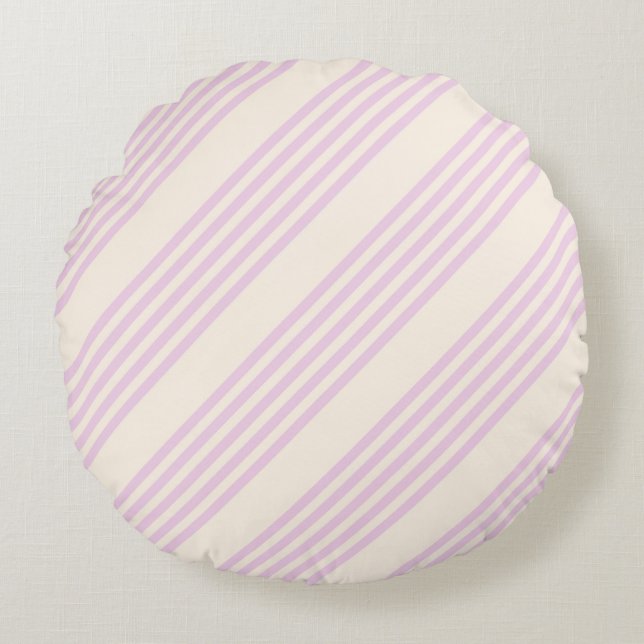 Peaches and cream five stripes pattern round cushion (Front)