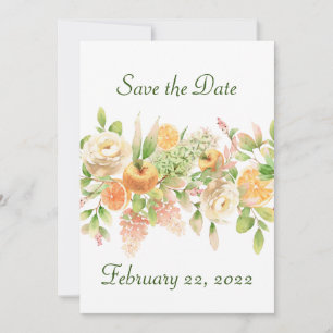 Peaches and Cream Flowers and Fruit Save The Date