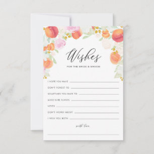 Peaches and Flowers Wishes for Bride and Groom Advice Card