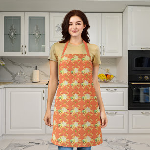 Peaches and ice cream orange apron
