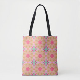 Peaches and Pink(large print) Mandala Tote