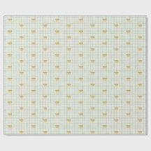 Peaches and sage green plaid wrapping paper