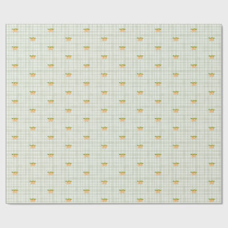 Peaches and sage green plaid wrapping paper