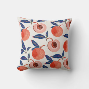 Peaches Apricot Leaves Cream Background Cushion
