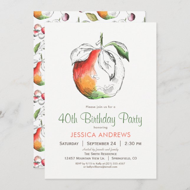 Peaches Birthday Party Invitation (Front/Back)