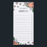 Peaches & Blossom Grocery Check List Magnetic Notepad<br><div class="desc">Pretty magnetic grocery list notepad with illustrated peaches,  peach blossom,  and greenery,  and charming fonts. Shopping list notepad with checkboxes personalised with your name or family name. Peaches notepad with pretty illustrations of peaches and peach blossom.</div>