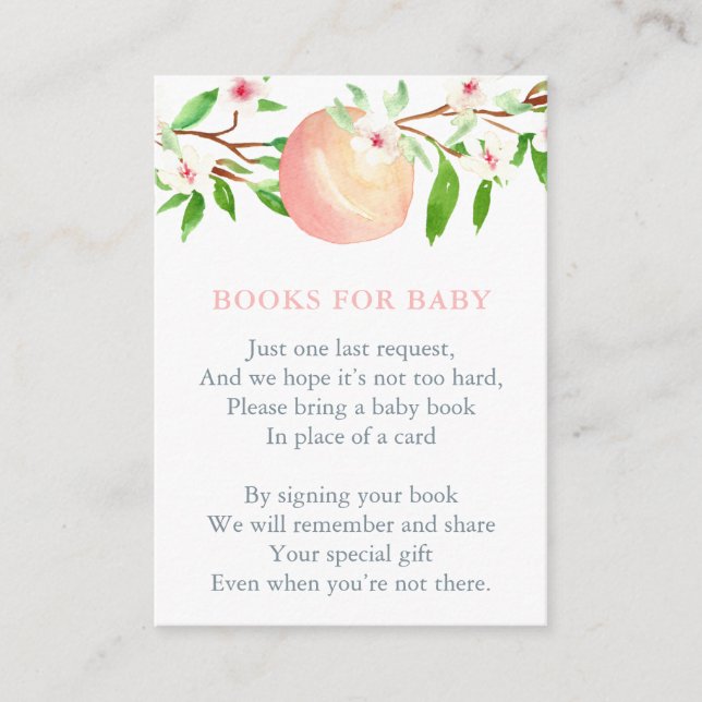 Peaches Build Baby Girl's Library Baby Shower Enclosure Card (Front)