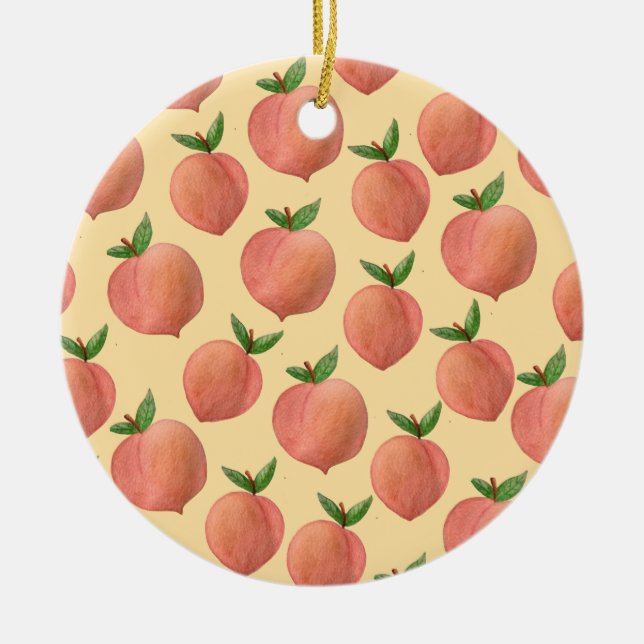 Peaches Ceramic Ornament (Front)