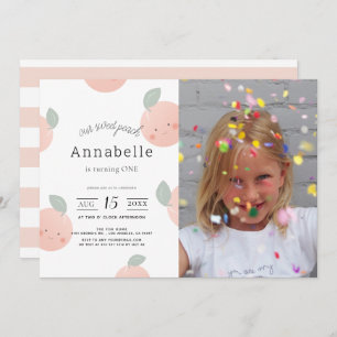Peaches & Cream Cute Girl Photo Birthday Invitation