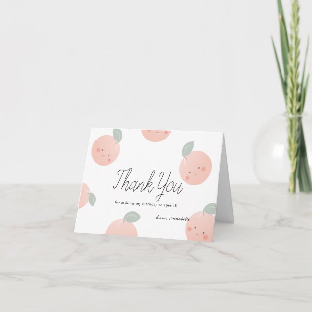 Peaches & Cream Cute Kawaii Girl Birthday Thank You Card (Front)