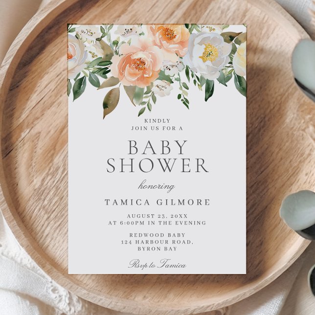 Peaches & Cream Floral Baby Shower Invitation (Creator Uploaded)