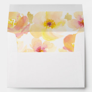 Peaches Cream Gold Frame Photo Wedding Invitation Envelope