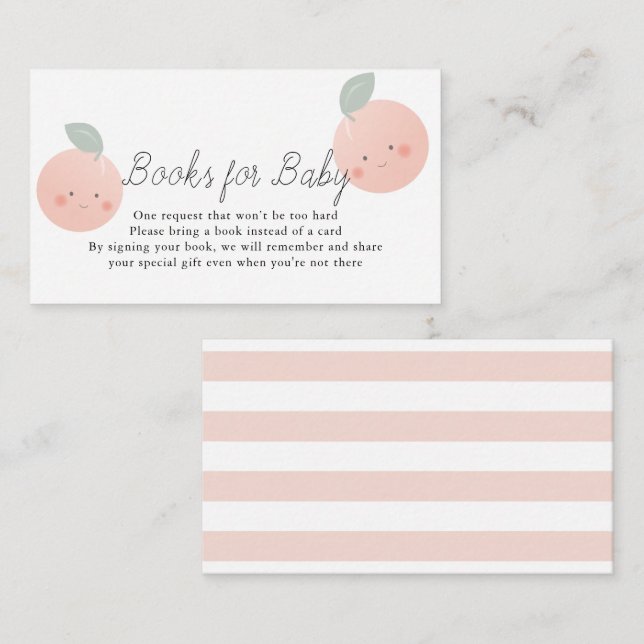 Peaches & Cream Kawaii Baby Shower Book Request Enclosure Card (Front/Back)