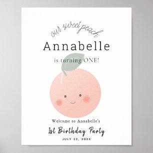 Peaches & Cream Kawaii Girl Birthday Welcome Sign