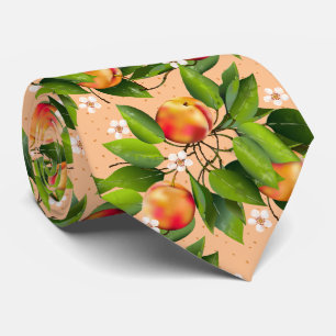 Peaches Fruit Floral Tie