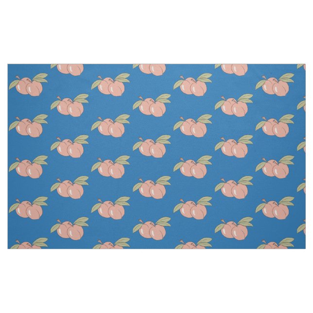 Peaches Fruit Pattern Blue Fabric (Fat Quarter)