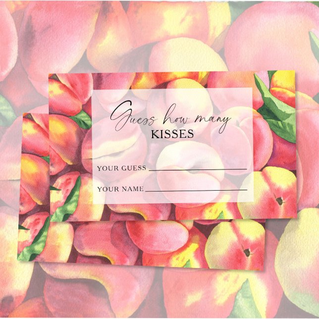 Peaches - guess how many kisses bridal game enclosure card (Creator Uploaded)
