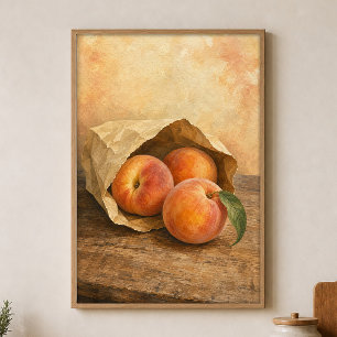 Peaches in a Paper Bag Watercolour Poster