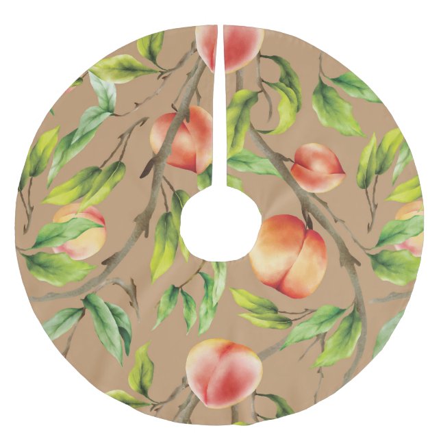 Peaches on the tree brushed polyester tree skirt (Front)