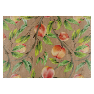 Peaches on the tree cutting board