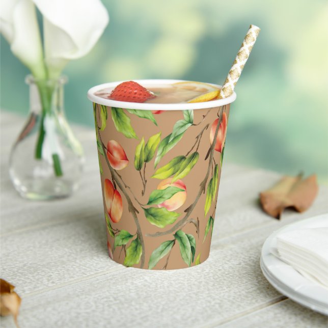 Peaches on the tree paper cups (Insitu)