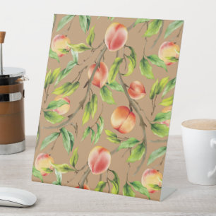 Peaches on the tree pedestal sign