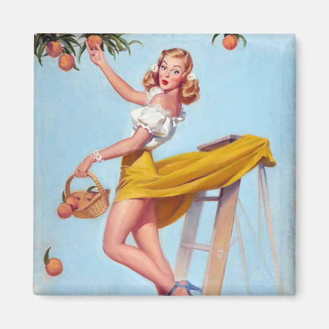 Peaches Pin Up Magnet (Front)