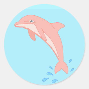 Peaches the Pink Dolphin Classic Round Sticker